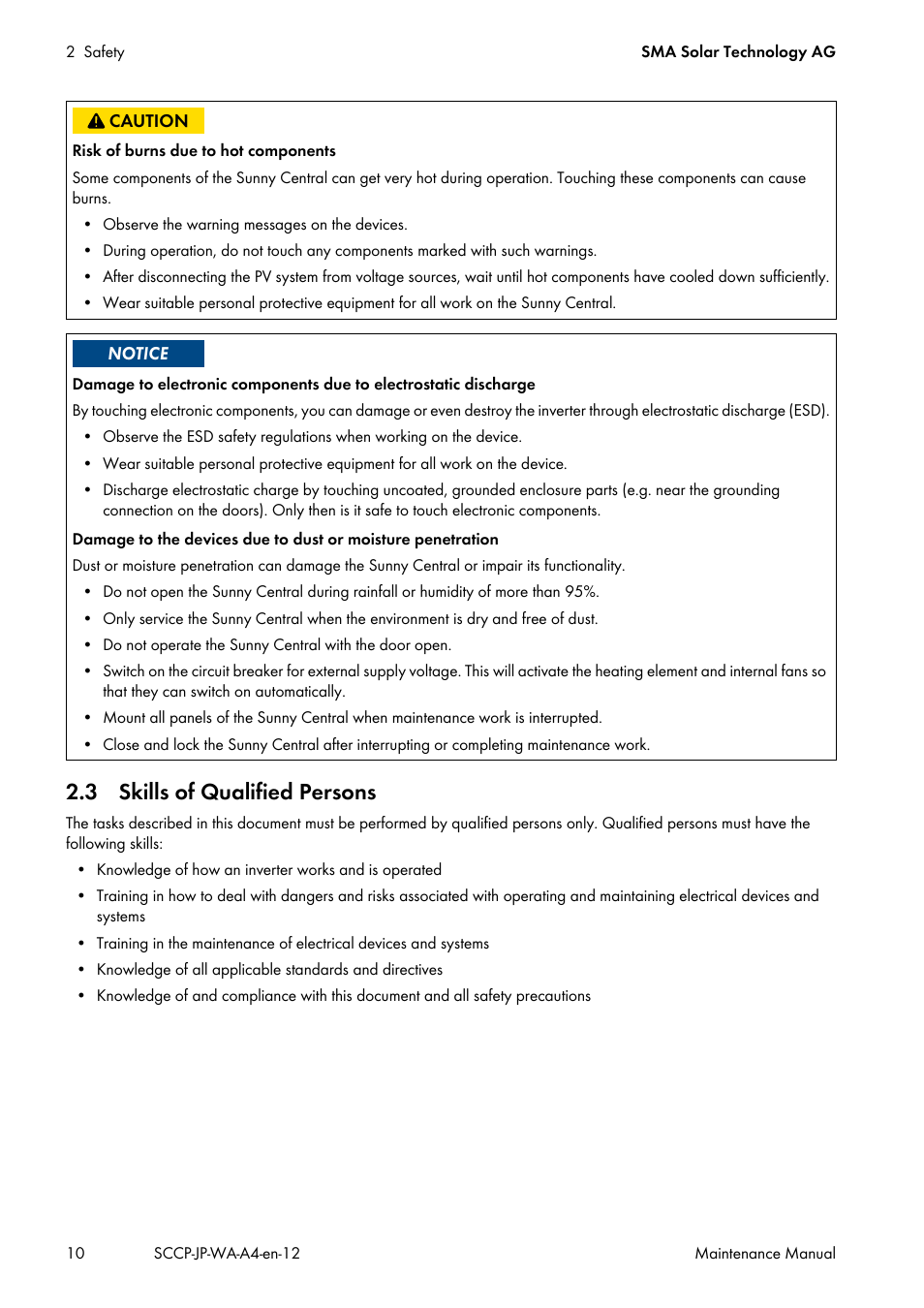 3 skills of qualified persons | SMA SC 500CP-10-JP Maintenance Manual User Manual | Page 10 / 52