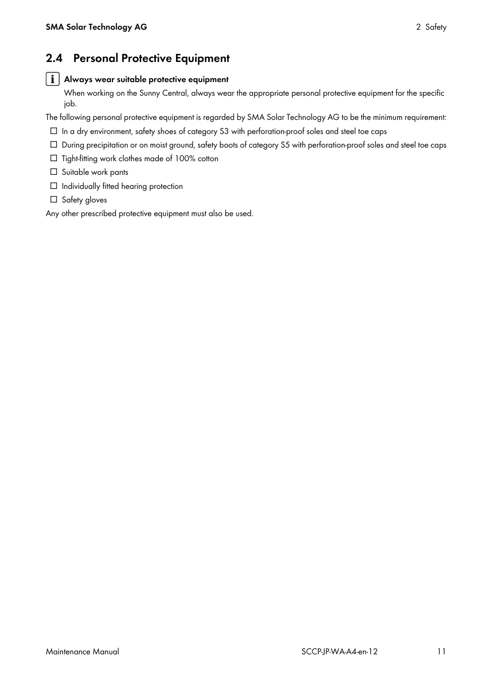 4 personal protective equipment | SMA SC 500CP-10-JP Maintenance Manual User Manual | Page 11 / 52