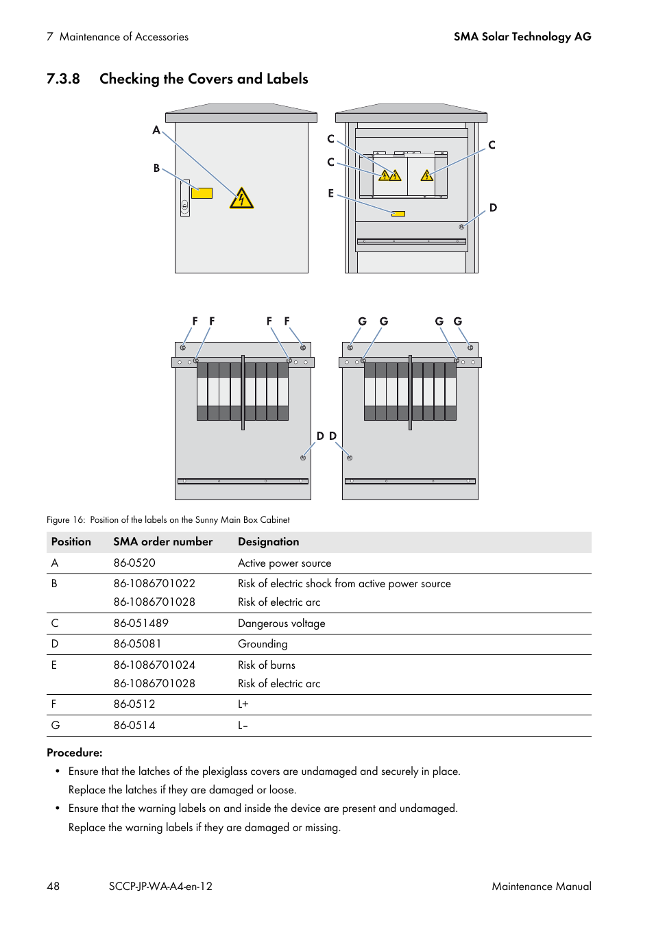 8 checking the covers and labels | SMA SC 500CP-10-JP Maintenance Manual User Manual | Page 48 / 52