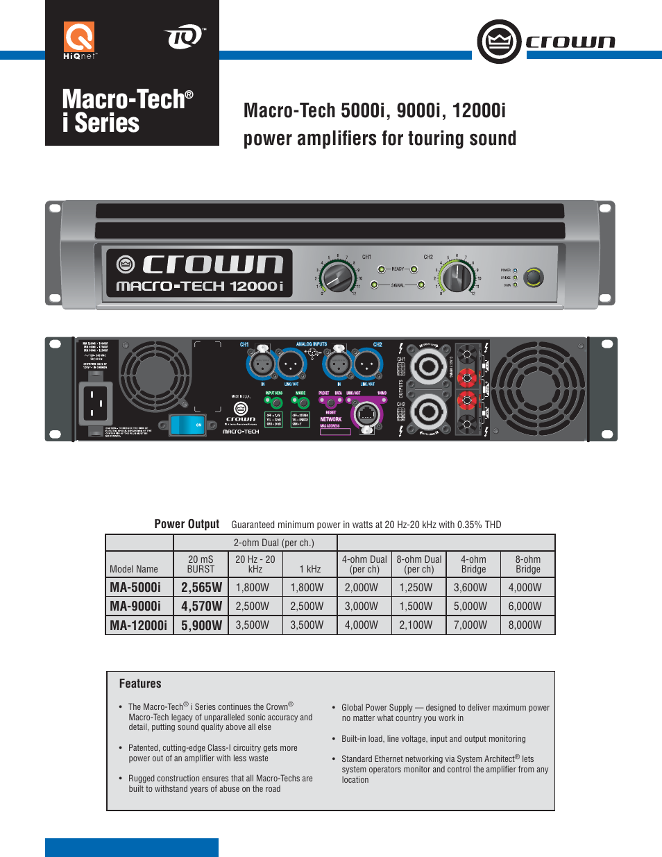 Crown Audio 12000i User Manual | 2 pages