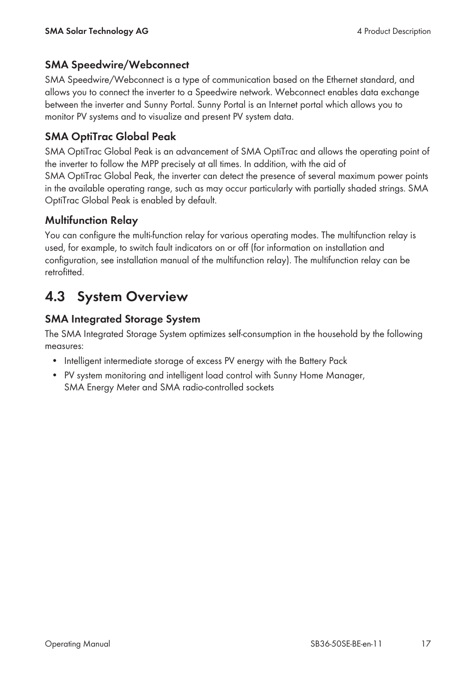 3 system overview, System overview | SMA SB 3600SE-10 User Manual | Page 17 / 68