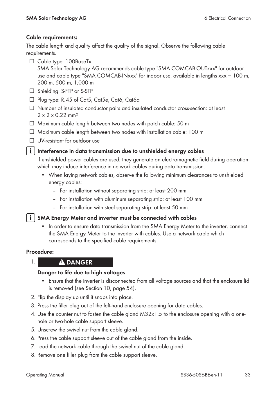 SMA SB 3600SE-10 User Manual | Page 33 / 68