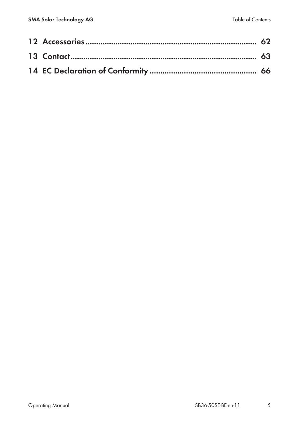 SMA SB 3600SE-10 User Manual | Page 5 / 68