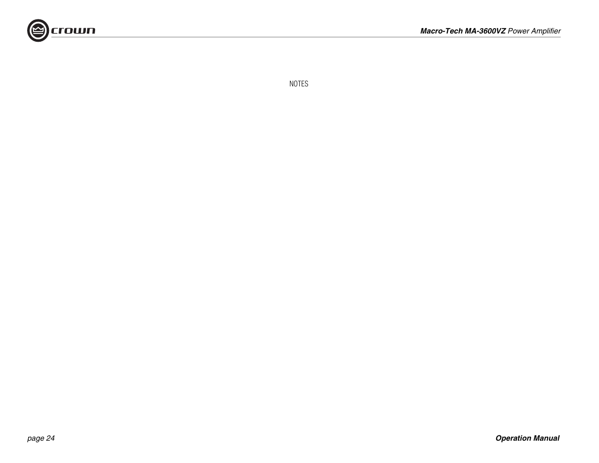 Crown Audio MA-3600VZ User Manual | Page 24 / 28