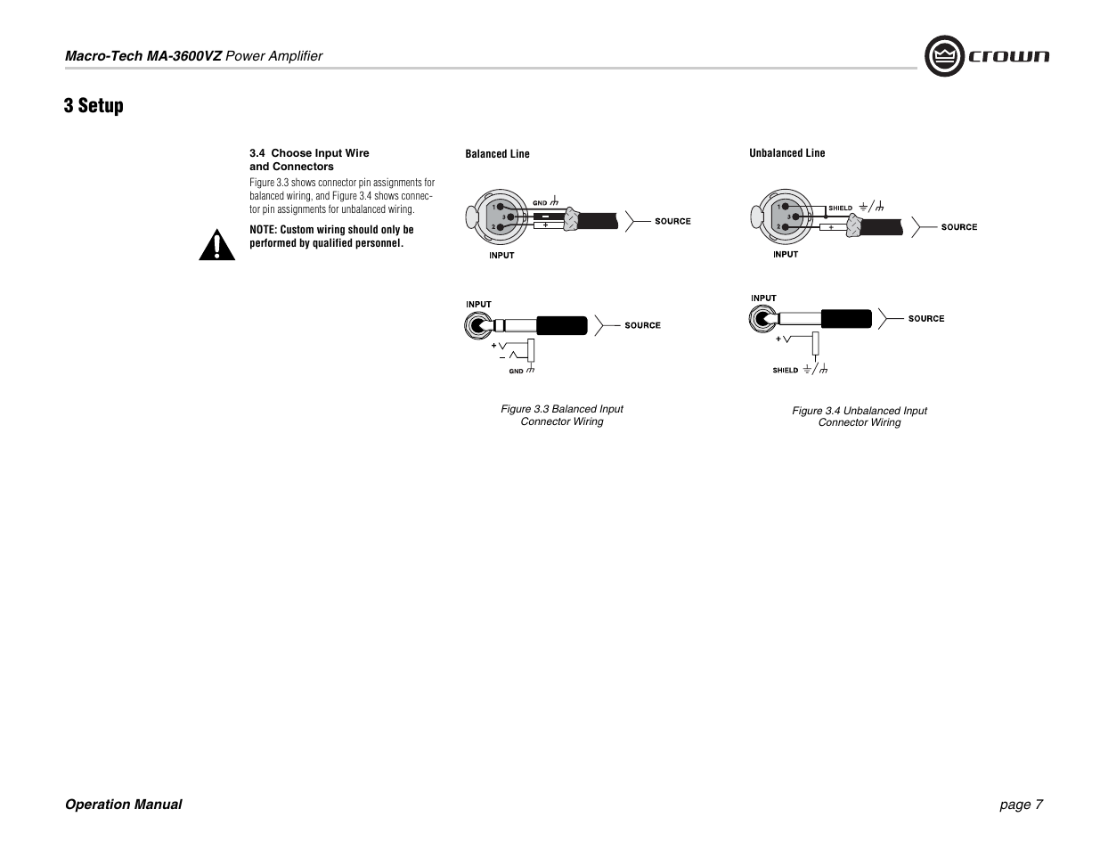 3 setup | Crown Audio MA-3600VZ User Manual | Page 7 / 28