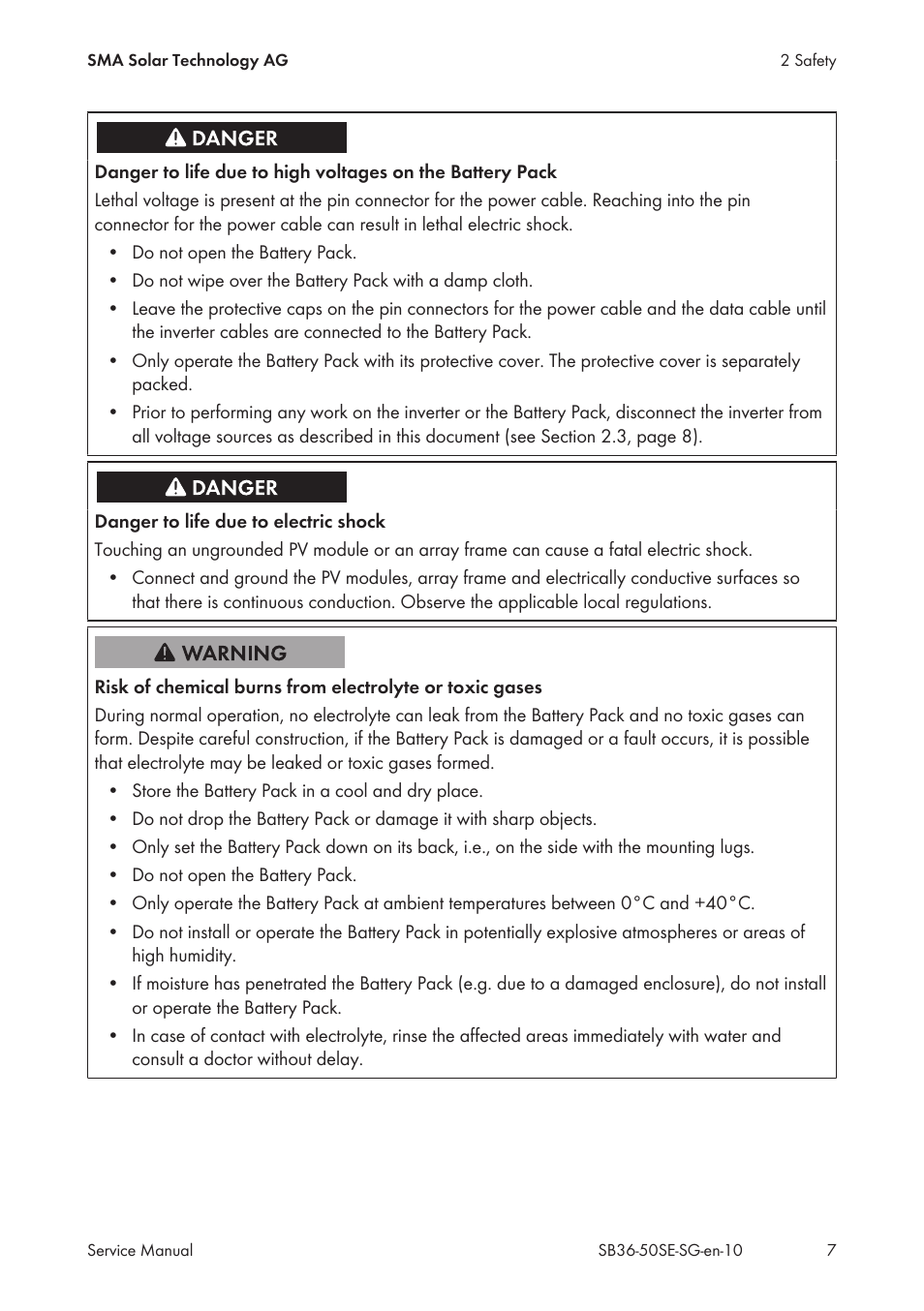 SMA SB 3600SE-10 Service Manual User Manual | Page 7 / 42