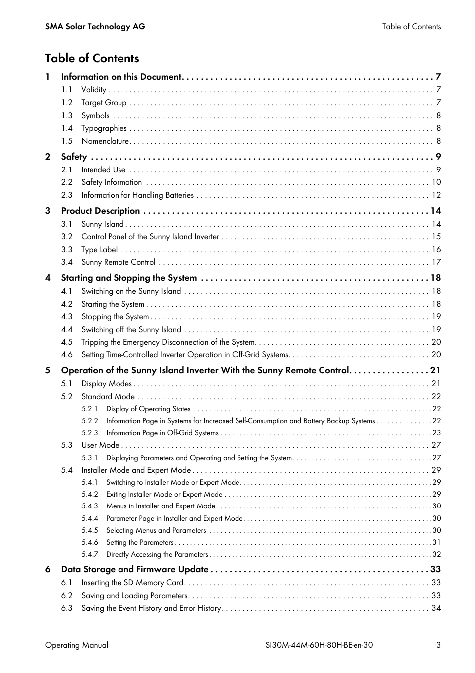 SMA SI 3.0-11 User Manual | Page 3 / 136