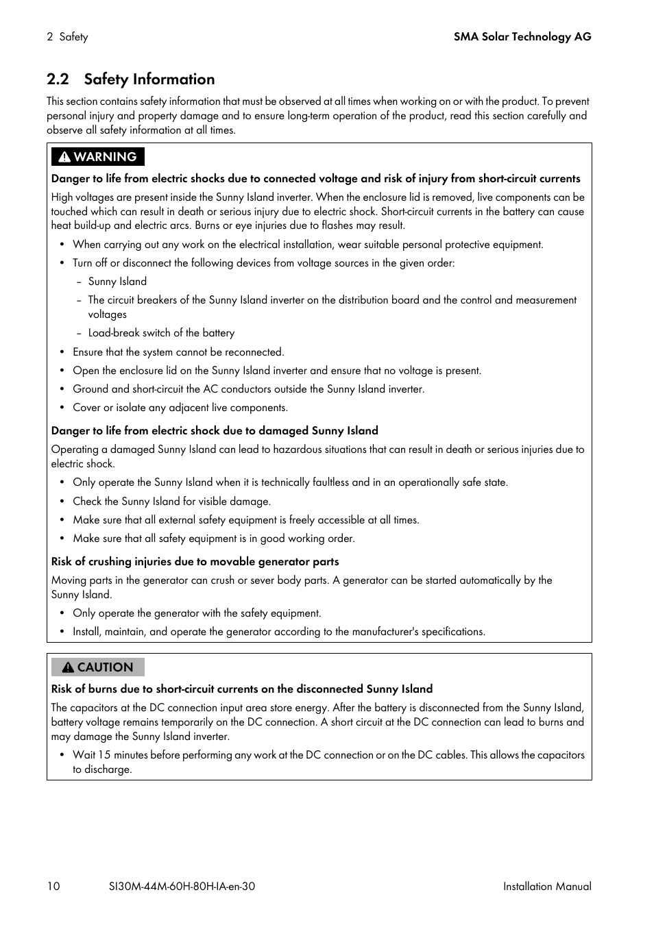 2 safety information | SMA SI 3.0-11 Installation User Manual | Page 10 / 104