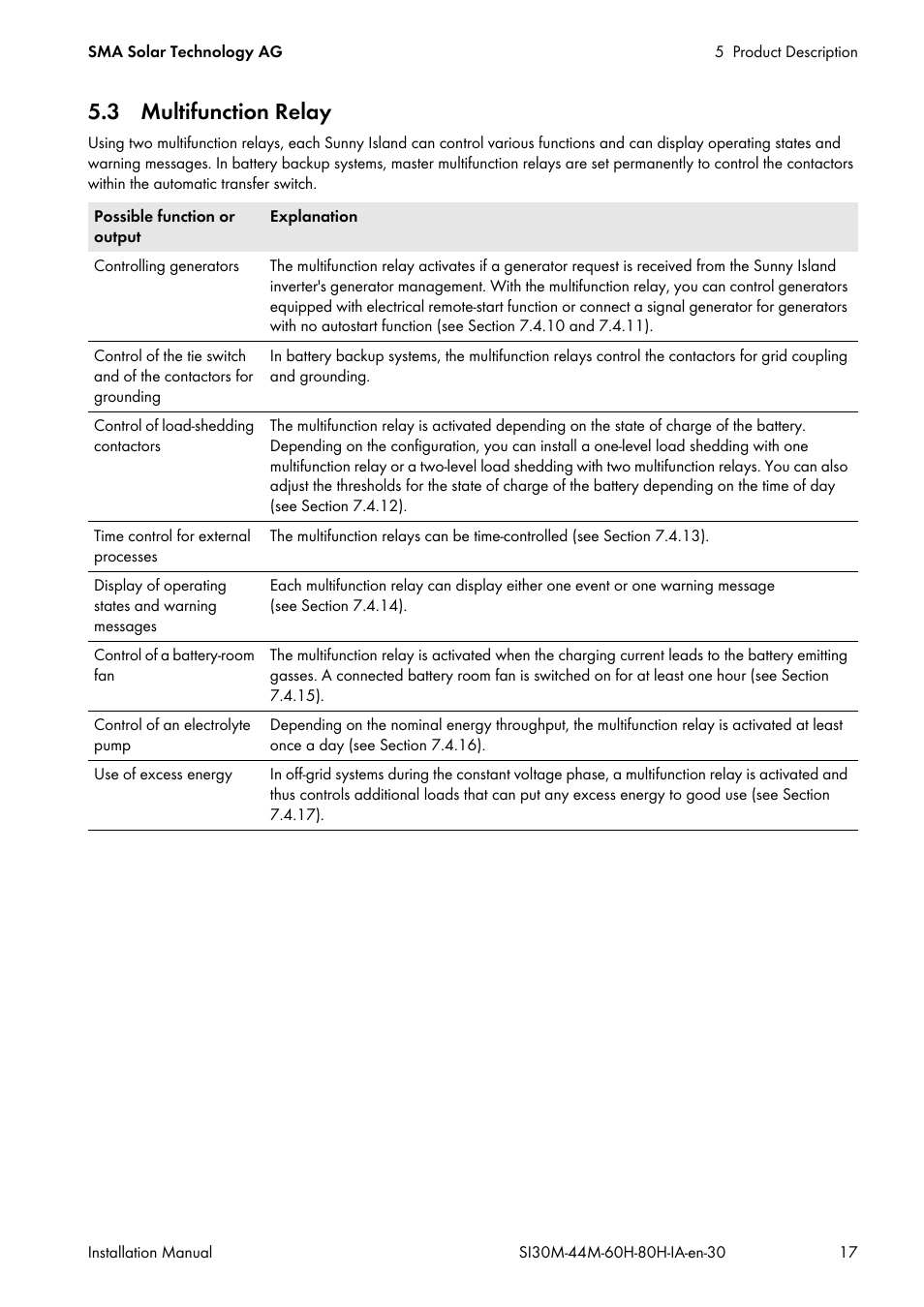 3 multifunction relay | SMA SI 3.0-11 Installation User Manual | Page 17 / 104