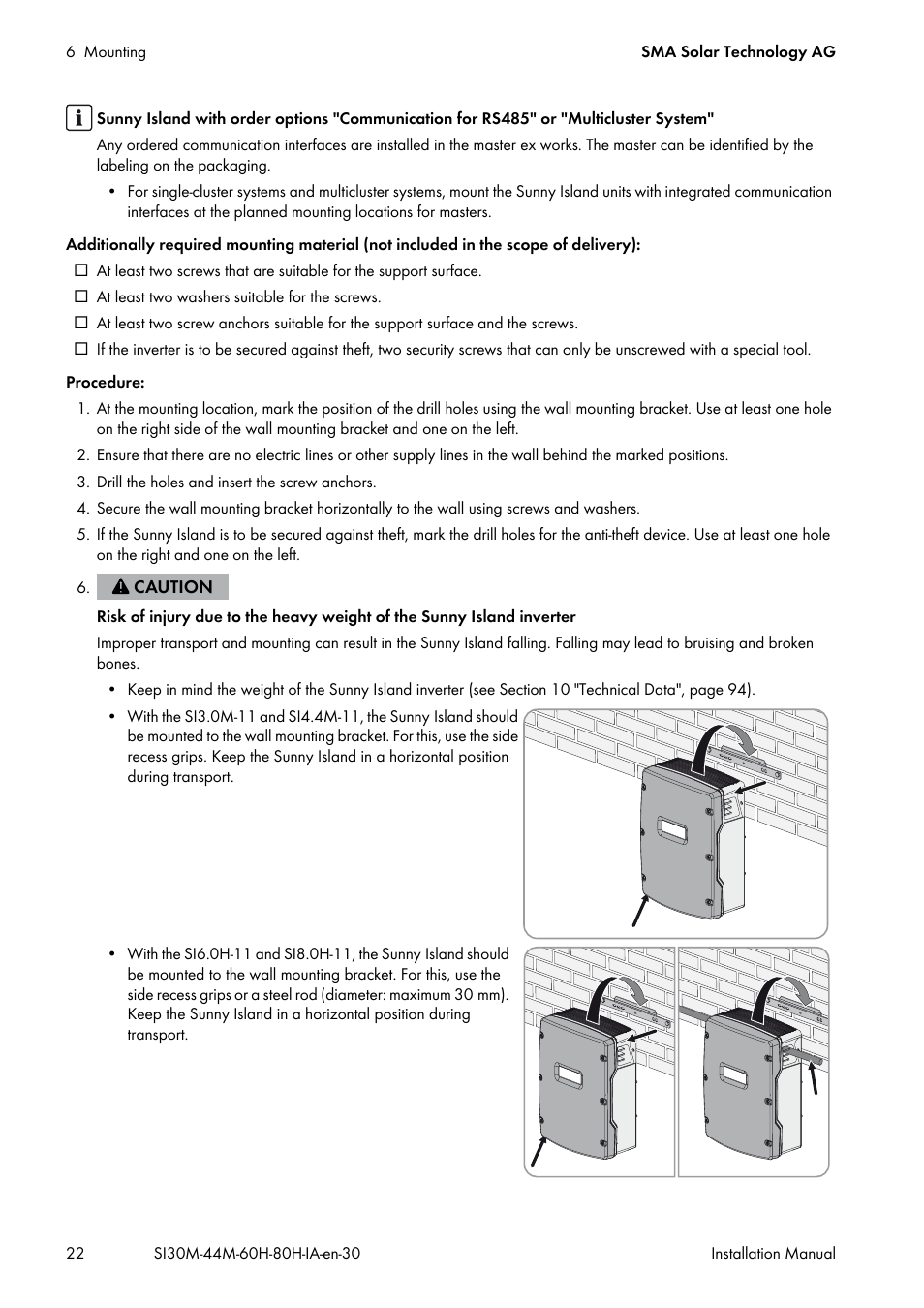 SMA SI 3.0-11 Installation User Manual | Page 22 / 104