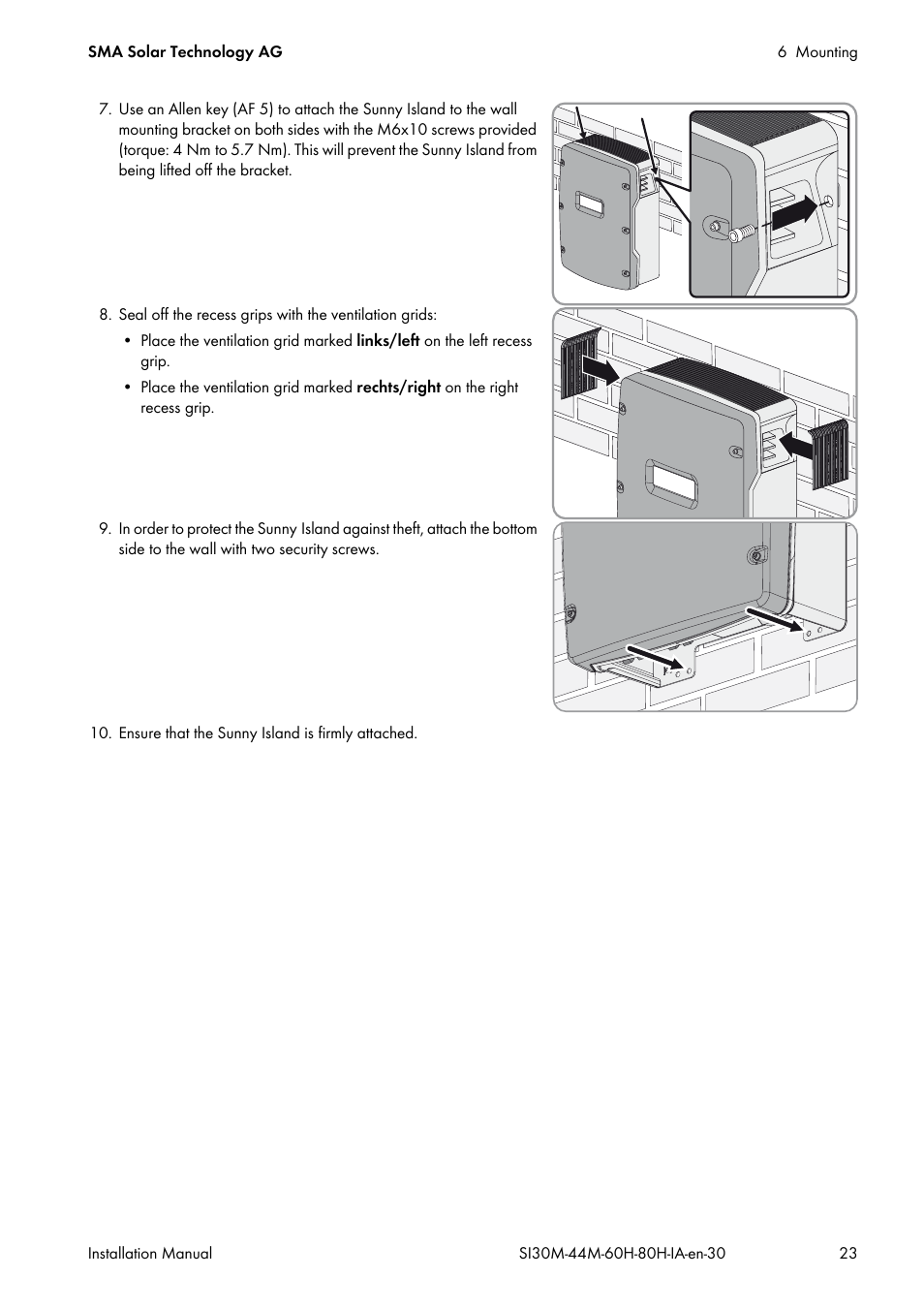 SMA SI 3.0-11 Installation User Manual | Page 23 / 104