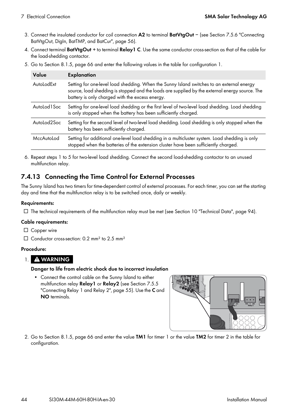 Ction 7.4.13) | SMA SI 3.0-11 Installation User Manual | Page 44 / 104