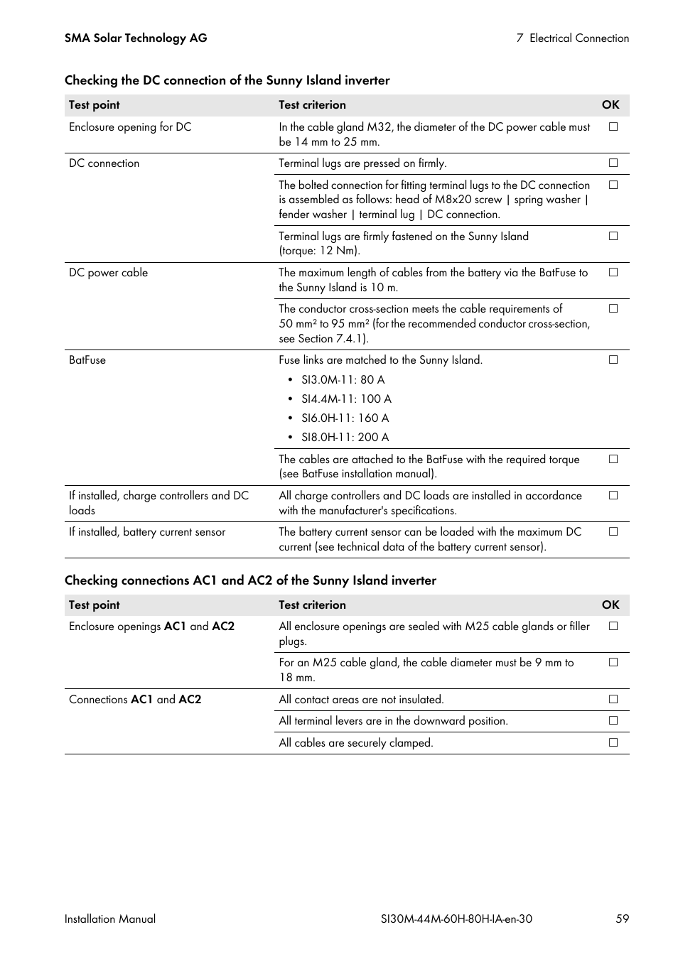 SMA SI 3.0-11 Installation User Manual | Page 59 / 104
