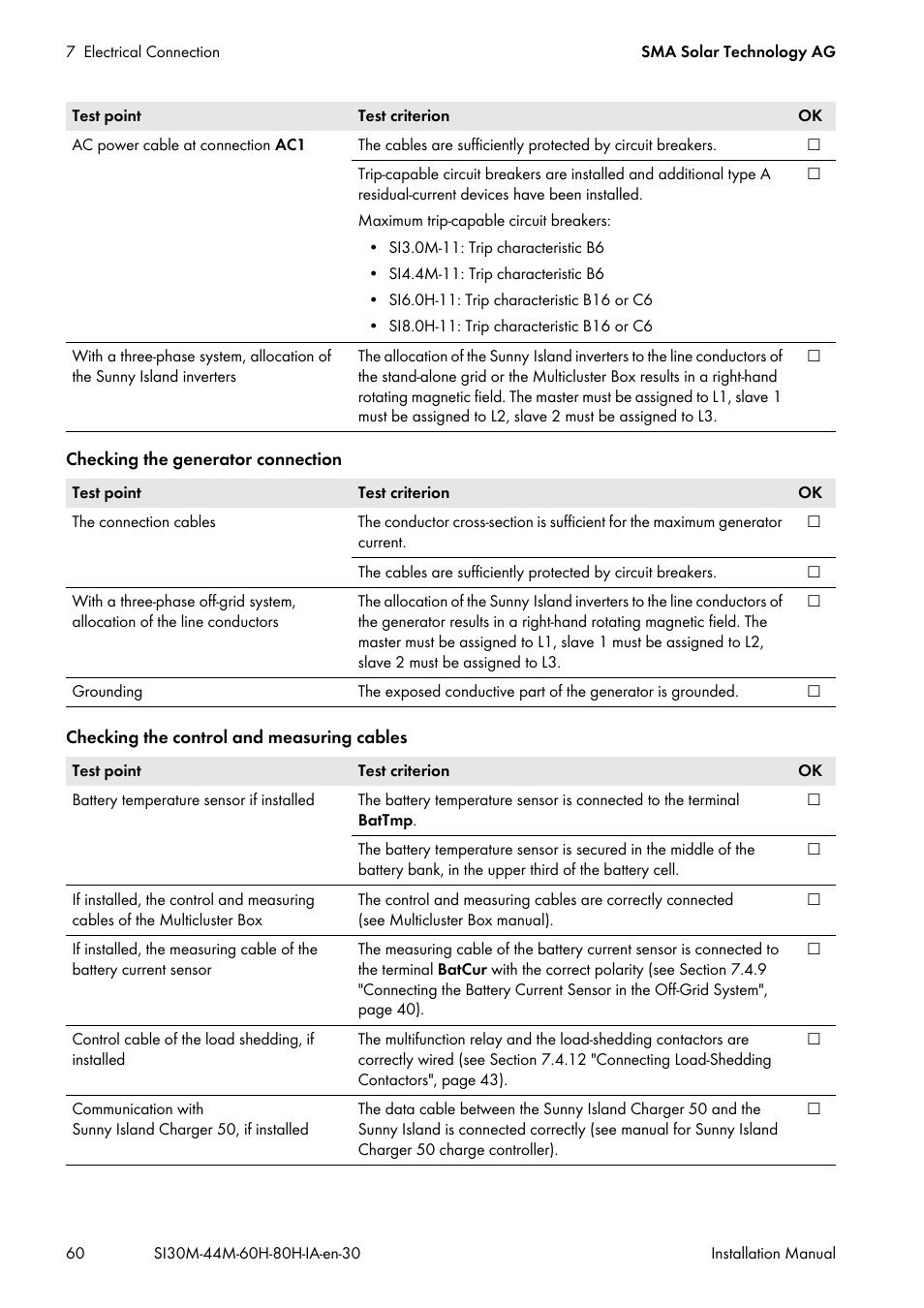 SMA SI 3.0-11 Installation User Manual | Page 60 / 104