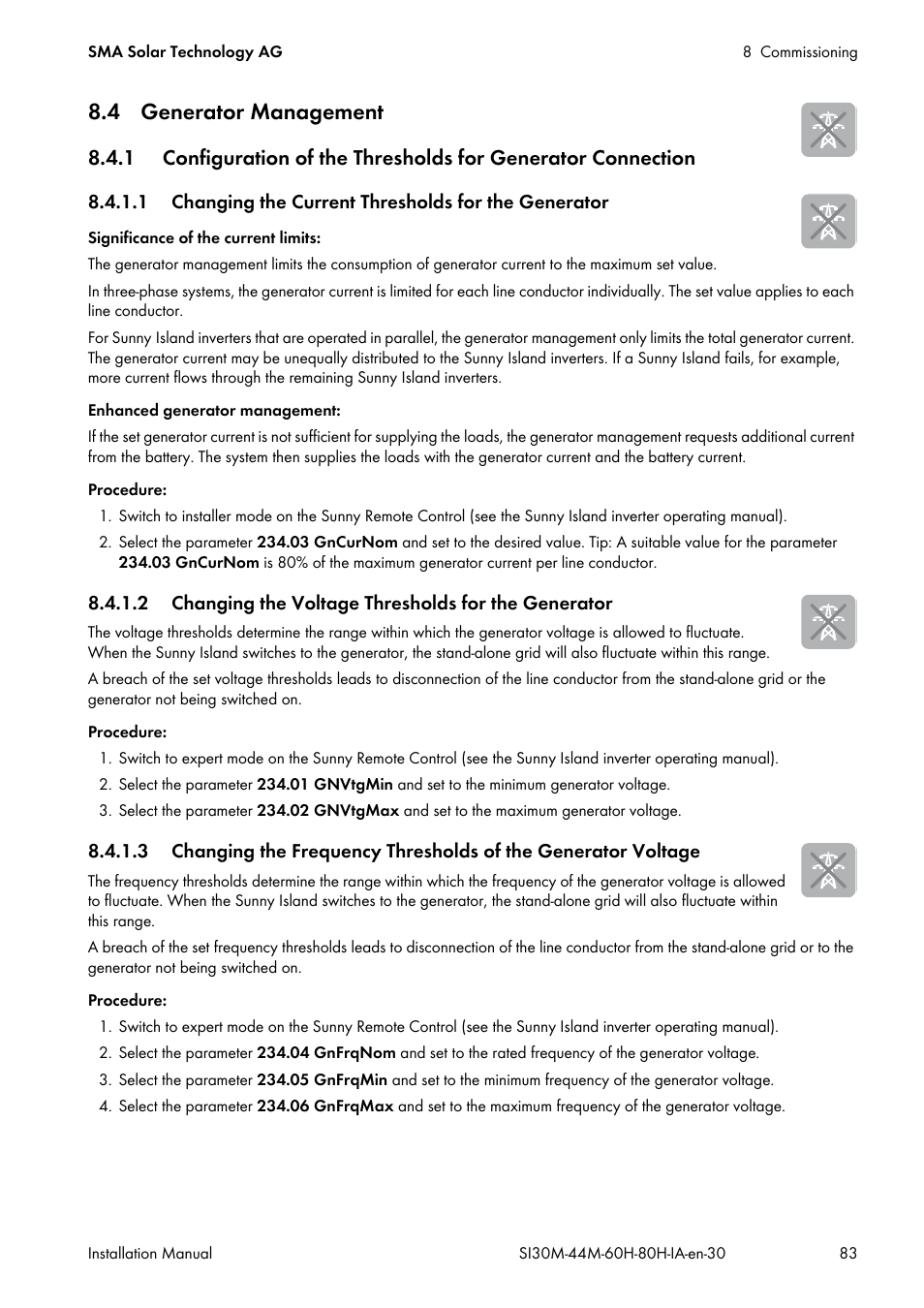 4 generator management | SMA SI 3.0-11 Installation User Manual | Page 83 / 104