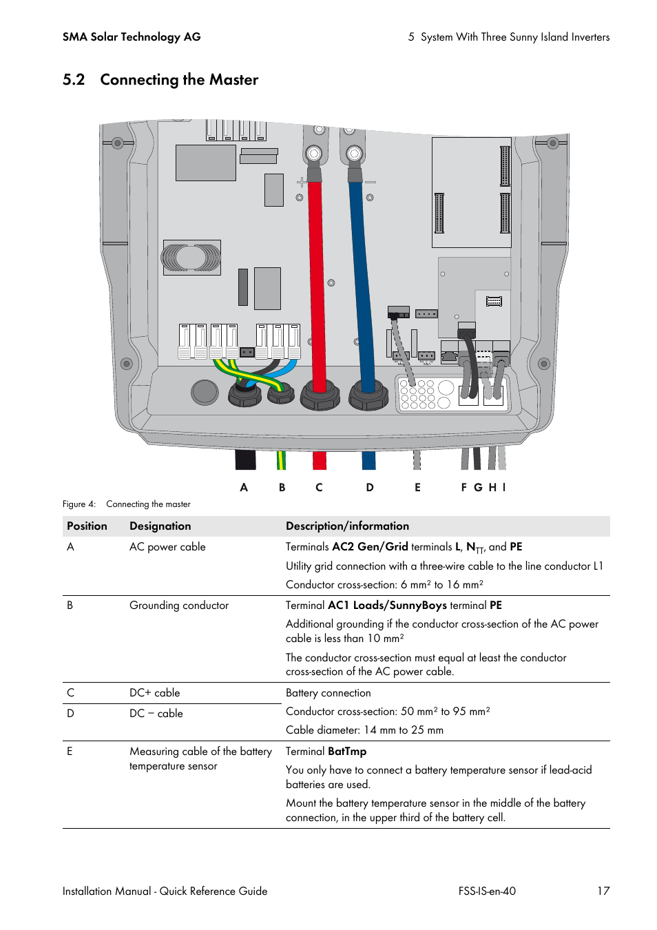 2 connecting the master | SMA SI 3.0-11 Quick Reference Guide V.4.0 User Manual | Page 17 / 32