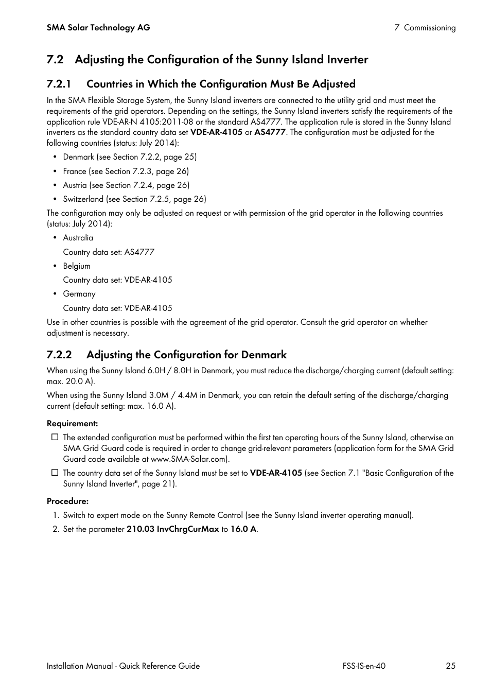 2 adjusting the configuration for denmark | SMA SI 3.0-11 Quick Reference Guide V.4.0 User Manual | Page 25 / 32