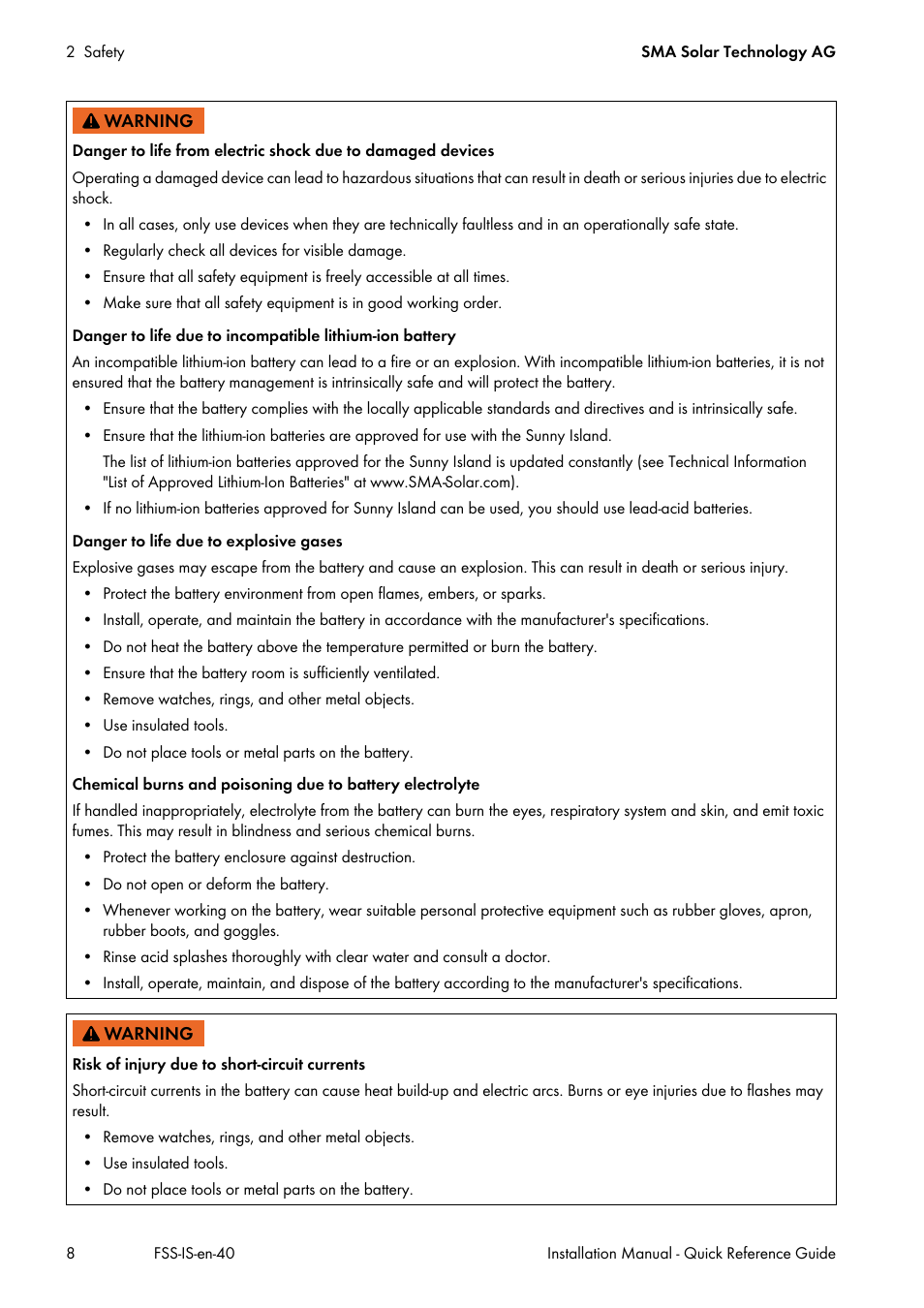 SMA SI 3.0-11 Quick Reference Guide V.4.0 User Manual | Page 8 / 32