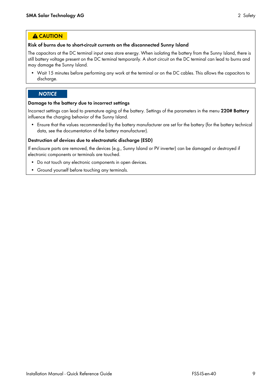 SMA SI 3.0-11 Quick Reference Guide V.4.0 User Manual | Page 9 / 32