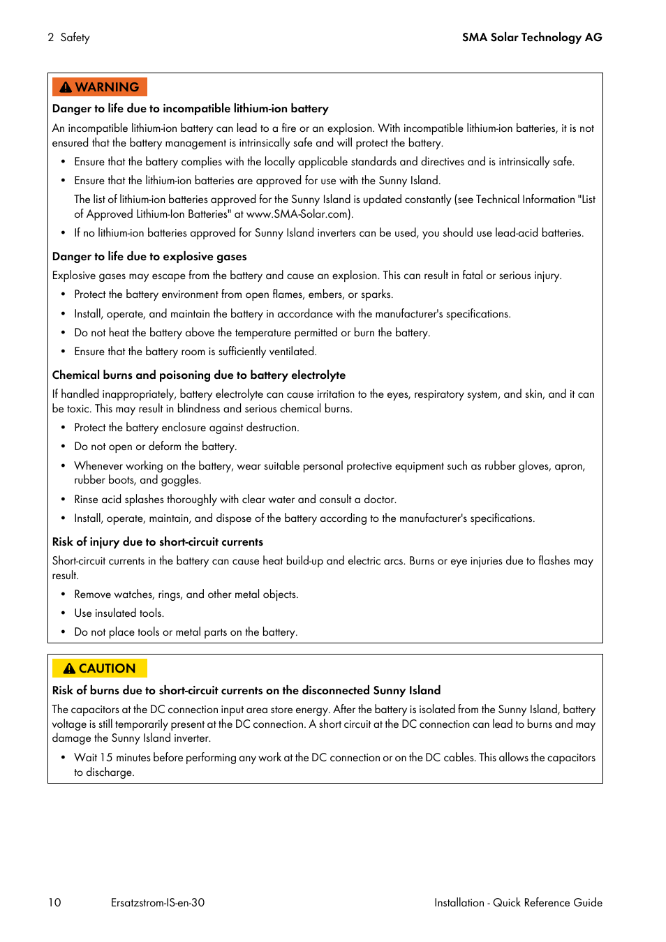 SMA SI 3.0-11 Quick Reference Guide V.3.0 User Manual | Page 10 / 56