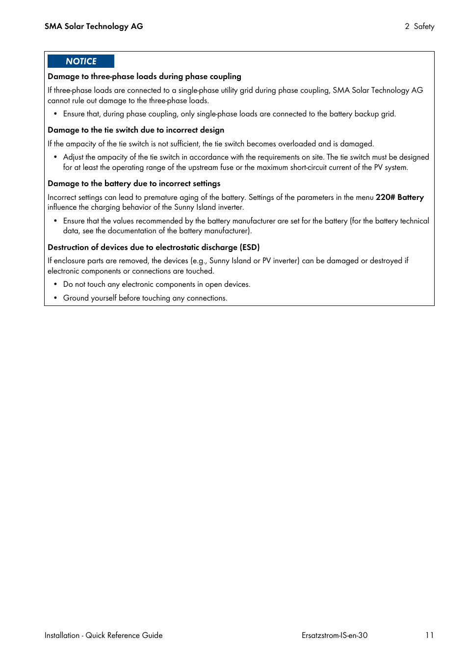 SMA SI 3.0-11 Quick Reference Guide V.3.0 User Manual | Page 11 / 56