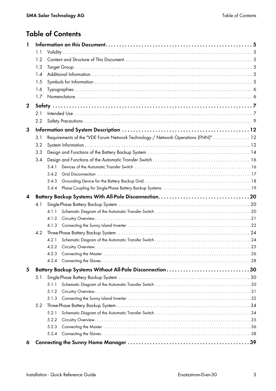SMA SI 3.0-11 Quick Reference Guide V.3.0 User Manual | Page 3 / 56