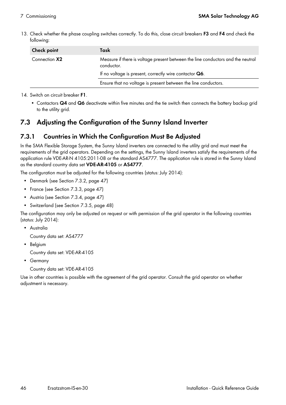 SMA SI 3.0-11 Quick Reference Guide V.3.0 User Manual | Page 46 / 56