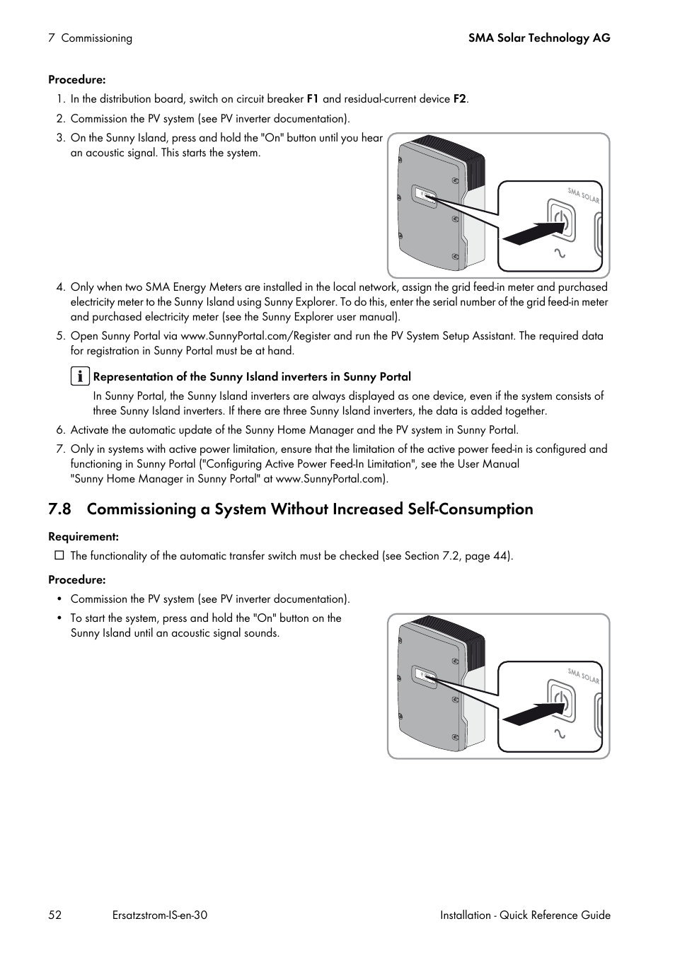 SMA SI 3.0-11 Quick Reference Guide V.3.0 User Manual | Page 52 / 56