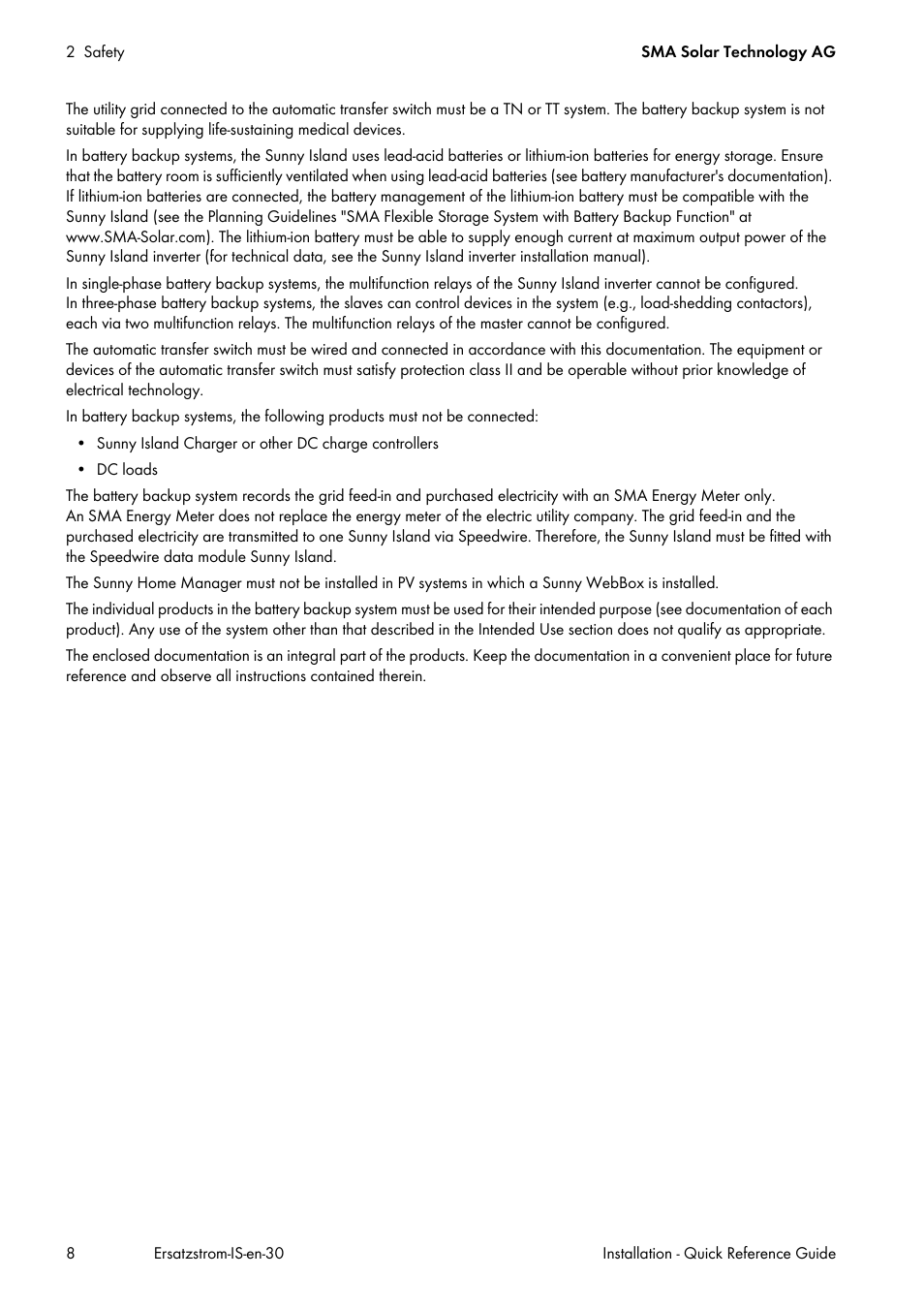 SMA SI 3.0-11 Quick Reference Guide V.3.0 User Manual | Page 8 / 56