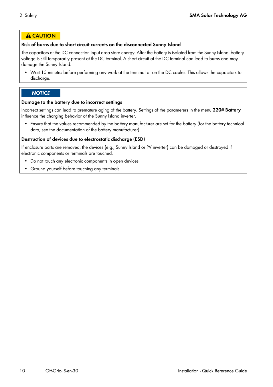 SMA Off-Grid Systems User Manual | Page 10 / 48