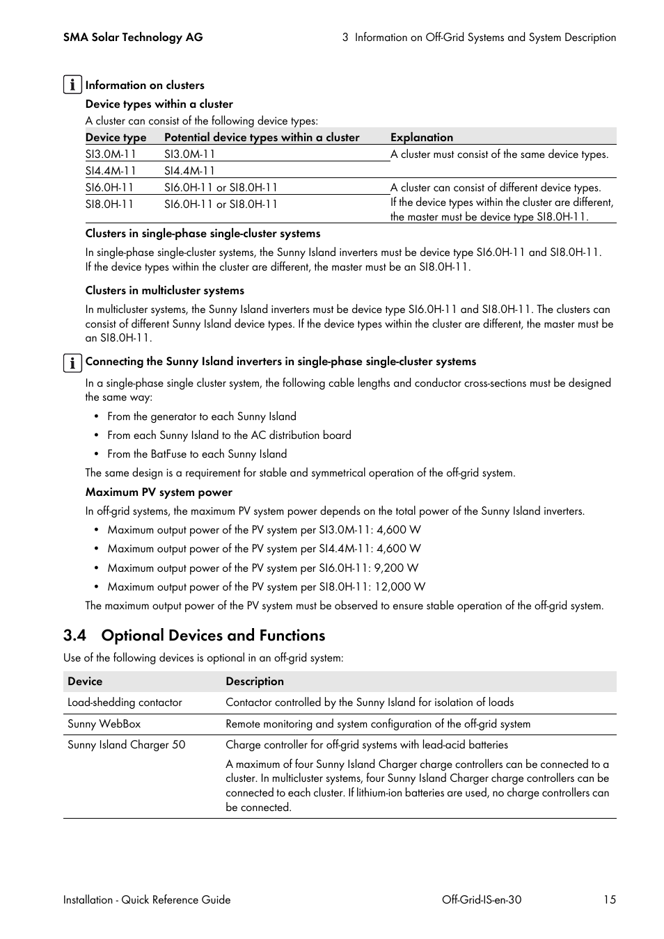 4 optional devices and functions | SMA Off-Grid Systems User Manual | Page 15 / 48