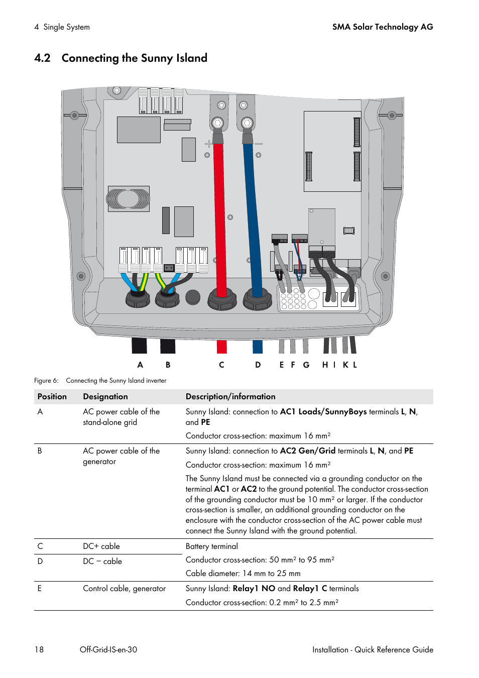 2 connecting the sunny island | SMA Off-Grid Systems User Manual | Page 18 / 48