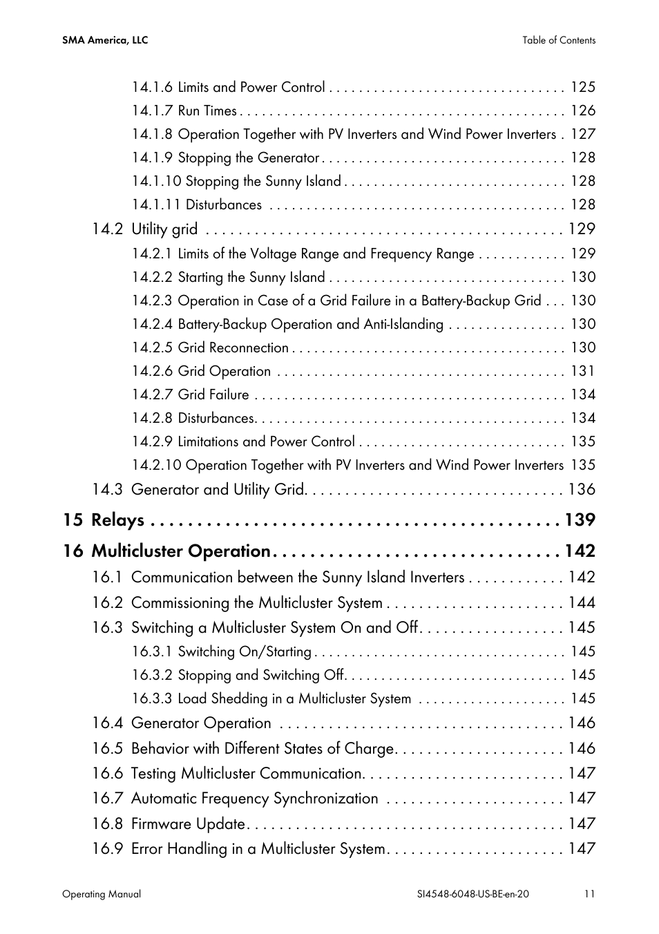 15 relays 16 multicluster operation, 2 utility grid, 3 generator and utility grid | SMA SI 4548-US User Manual | Page 11 / 244