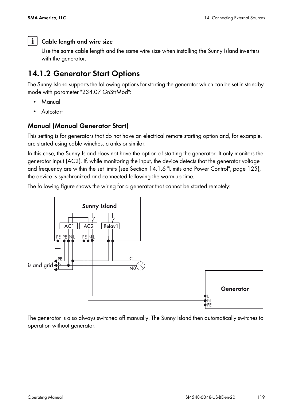 2 generator start options | SMA SI 4548-US User Manual | Page 119 / 244