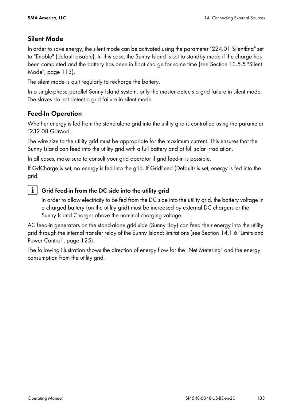 Silent mode, Feed-in operation | SMA SI 4548-US User Manual | Page 133 / 244