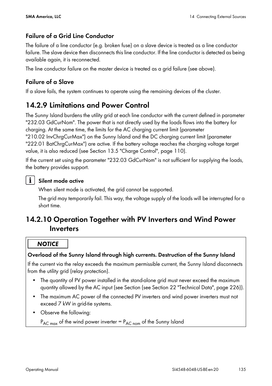 9 limitations and power control | SMA SI 4548-US User Manual | Page 135 / 244