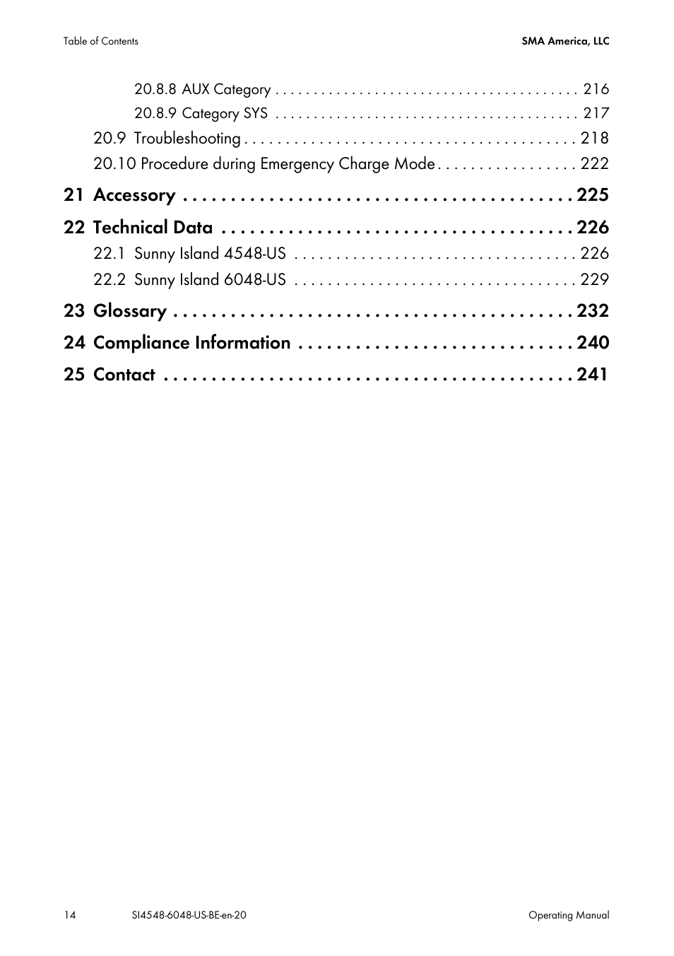 21 accessory 22 technical data | SMA SI 4548-US User Manual | Page 14 / 244