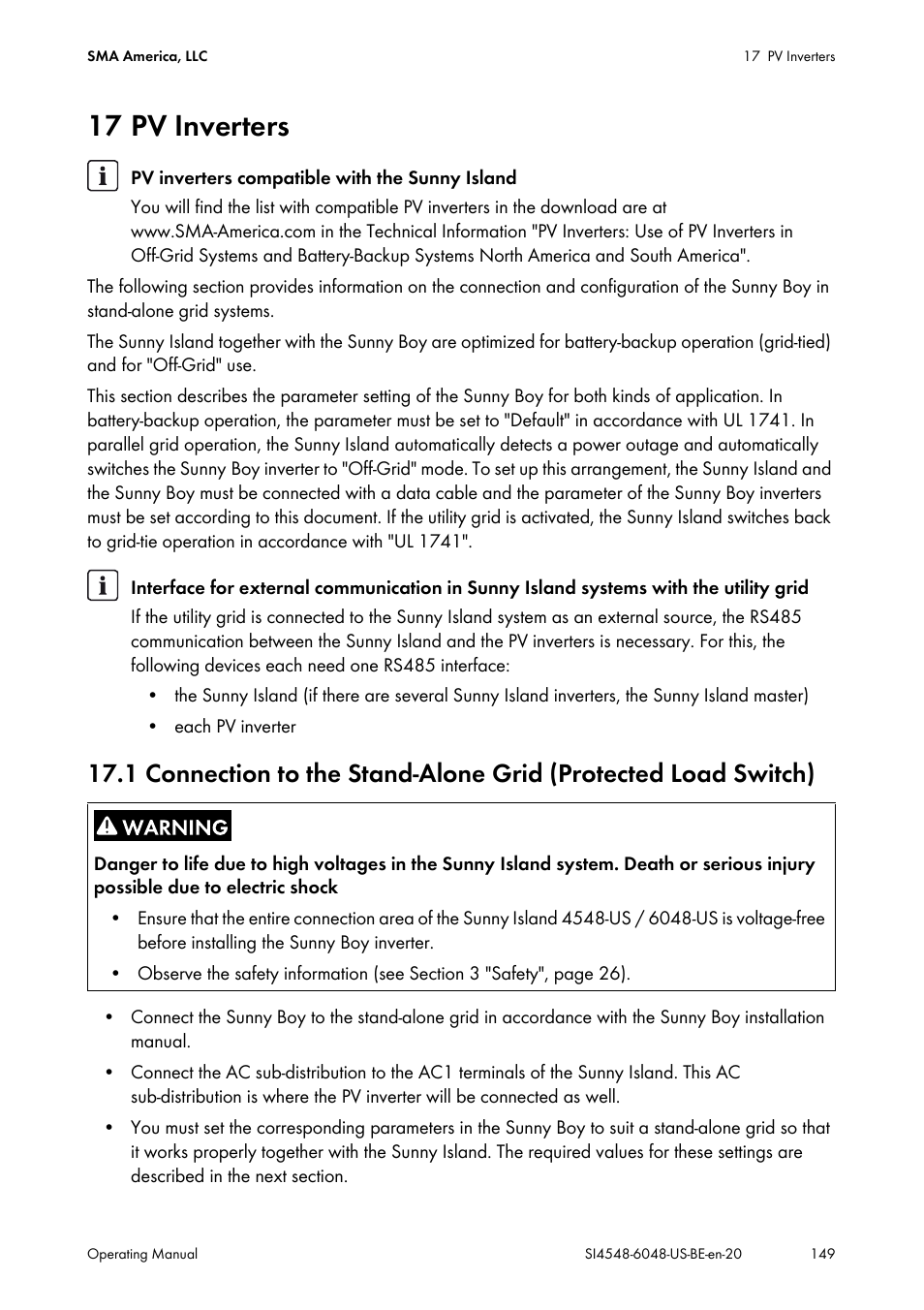 17 pv inverters | SMA SI 4548-US User Manual | Page 149 / 244