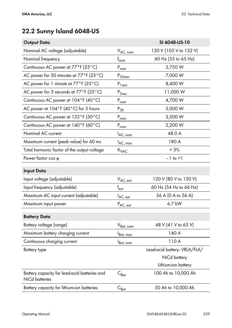 2 sunny island 6048-us | SMA SI 4548-US User Manual | Page 229 / 244