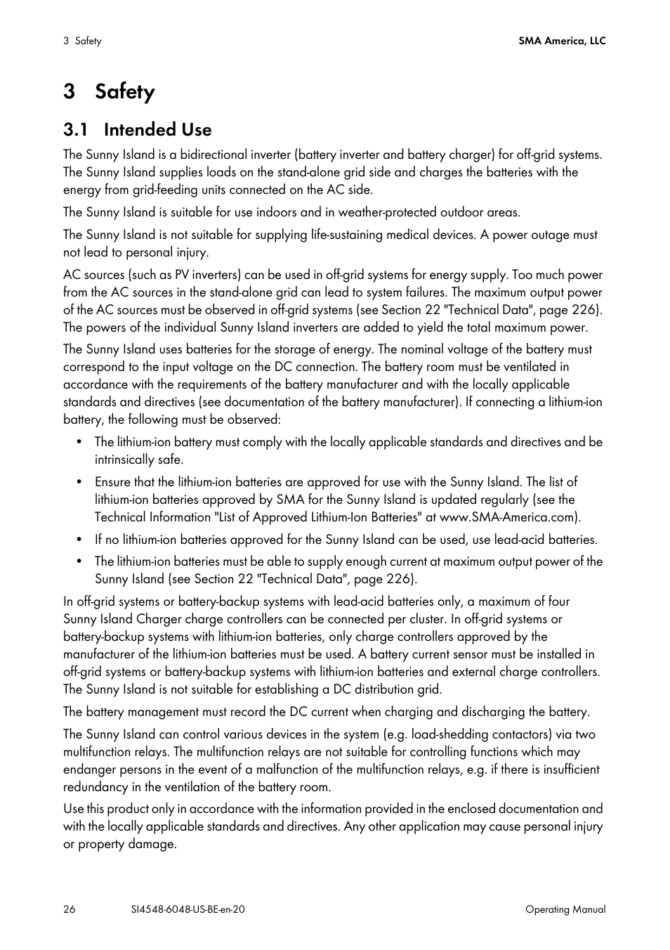 3 safety, 1 intended use | SMA SI 4548-US User Manual | Page 26 / 244