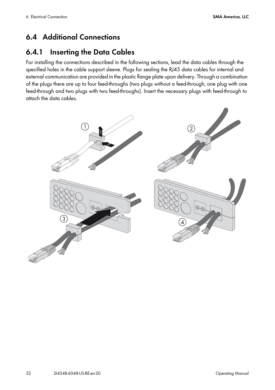 4 additional connections, 1 inserting the data cables | SMA SI 4548-US User Manual | Page 52 / 244