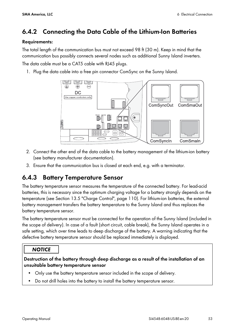3 battery temperature sensor | SMA SI 4548-US User Manual | Page 53 / 244