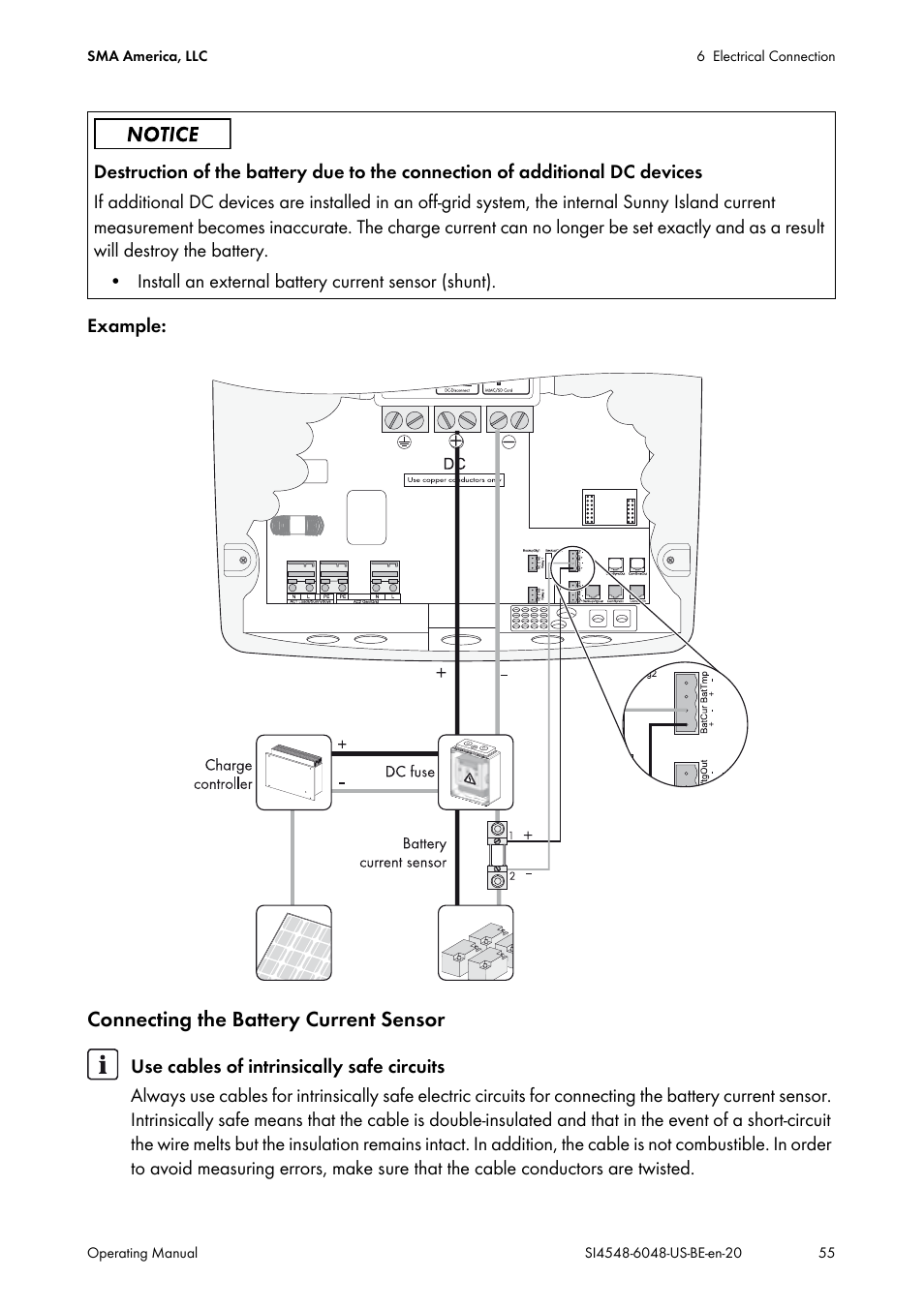 Connecting the battery current sensor | SMA SI 4548-US User Manual | Page 55 / 244