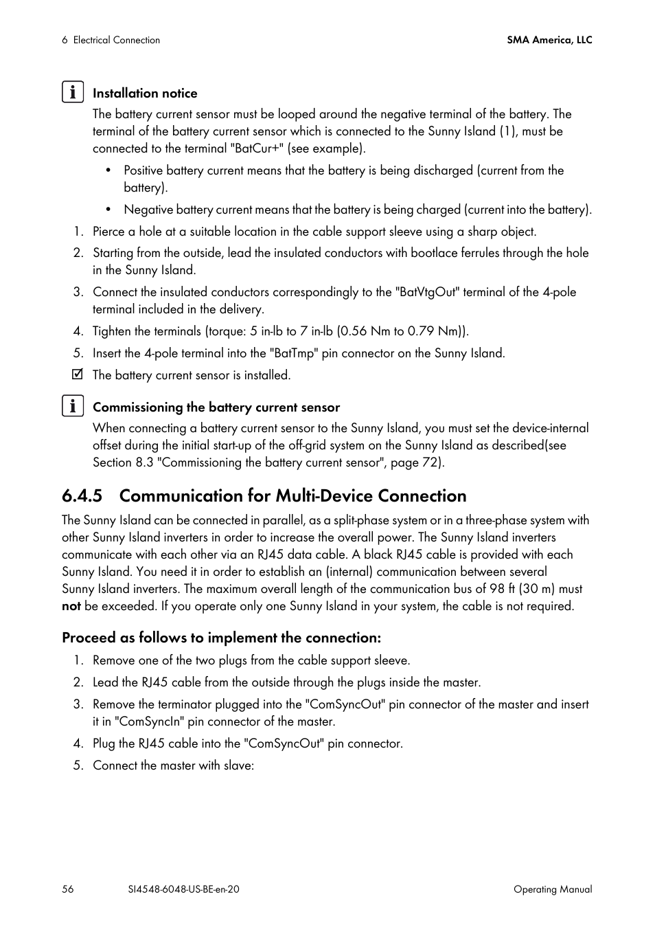 5 communication for multi-device connection, Tion (see section 6.4.5 "communication for | SMA SI 4548-US User Manual | Page 56 / 244