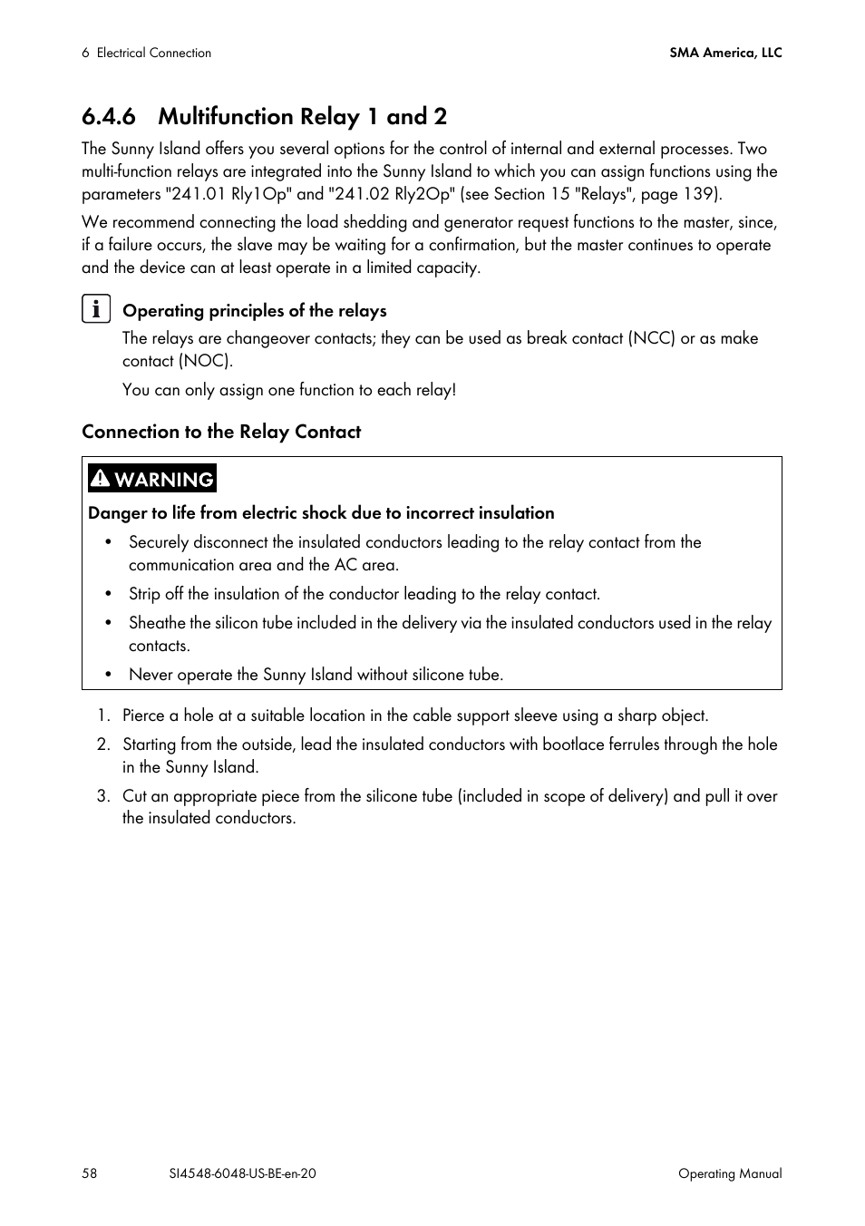 6 multifunction relay 1 and 2 | SMA SI 4548-US User Manual | Page 58 / 244