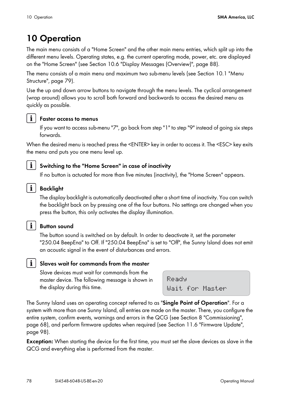 10 operation | SMA SI 4548-US User Manual | Page 78 / 244