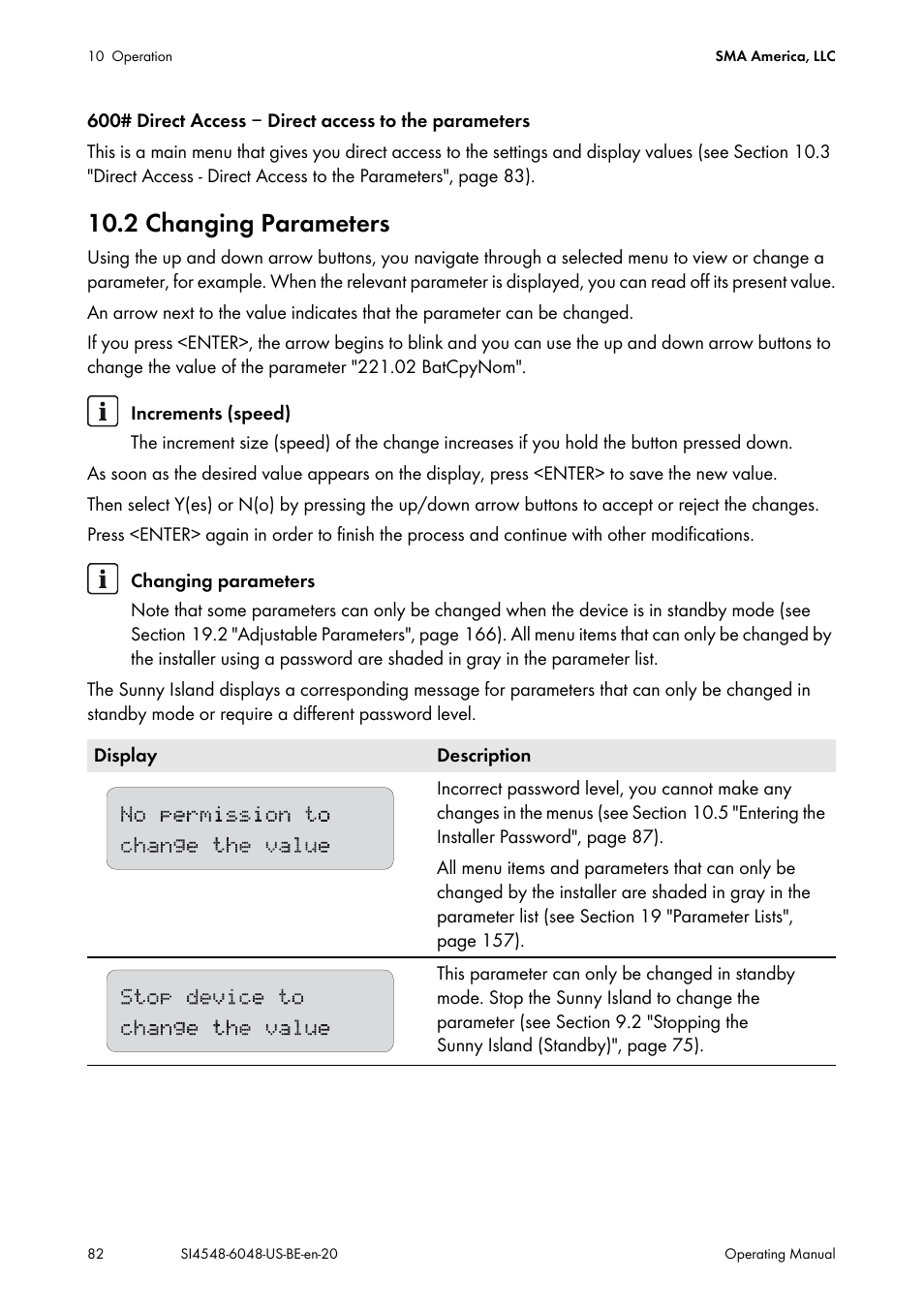 2 changing parameters | SMA SI 4548-US User Manual | Page 82 / 244