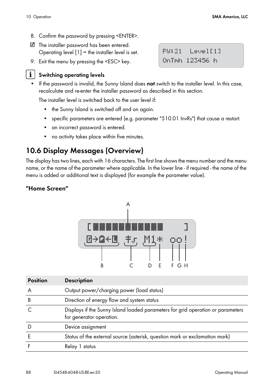 6 display messages (overview) | SMA SI 4548-US User Manual | Page 88 / 244