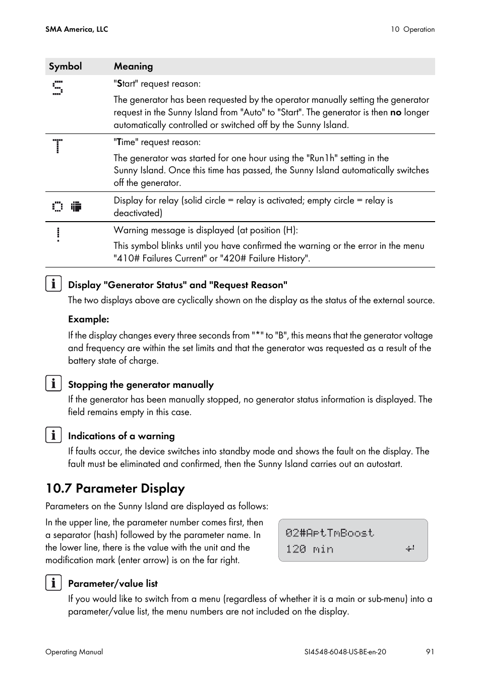 7 parameter display | SMA SI 4548-US User Manual | Page 91 / 244