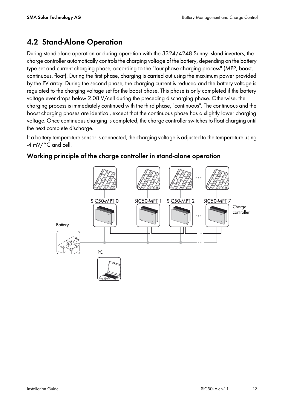 2 stand-alone operation, Stand-alone operation | SMA SIC 50 User Manual | Page 13 / 48